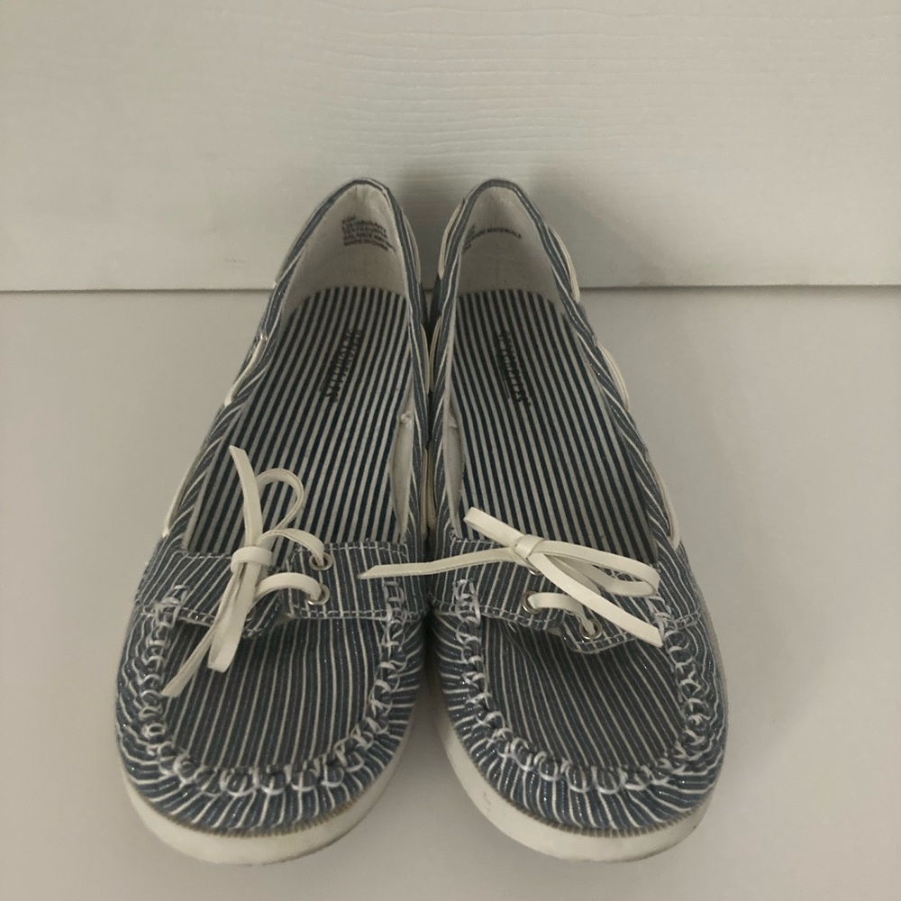 Seychelles Blue and White Boat Loafers, Size 8.5W